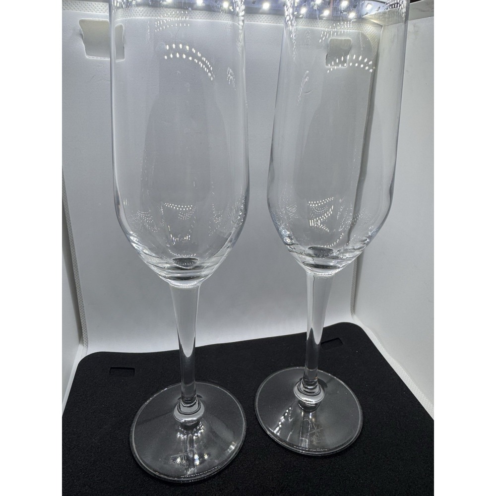 Bormioli Rocco Crystal Champagne Flutes Set of 2 – 8.75" Tall – Italy